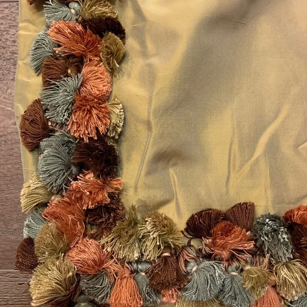 Decorative Throw Pillows with Multicolor Fringe